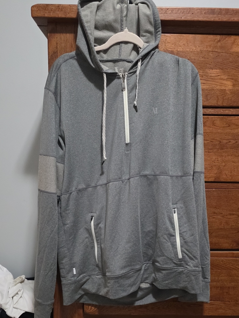 Vuori Men's Grey Half-Zip Hooded Pullover